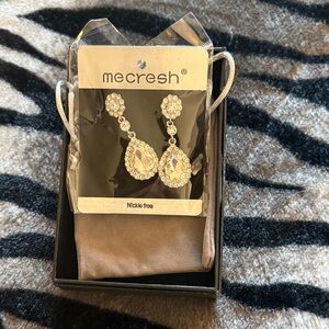 Silver Teardrop Crystal Earrings